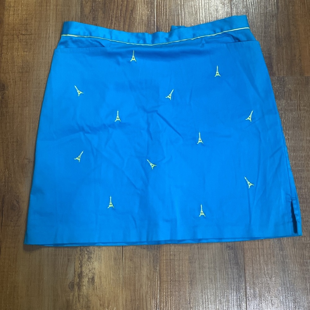EP pro turquoise & yellow Eiffel Tower print golf skort size 10